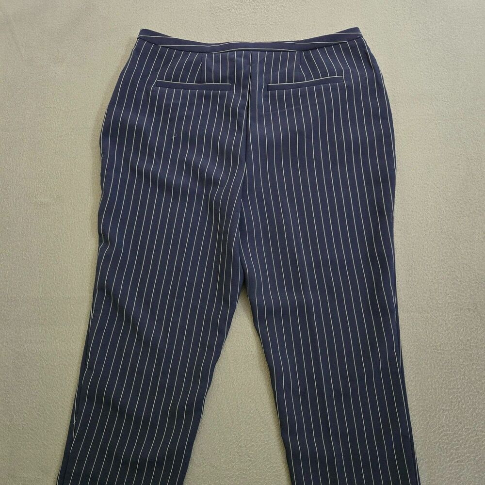 Chico's Women 00 US 2 Navy Blue Mid Rise Pinstriped Ankle Stretch Office Pants - Picture 4 of 12